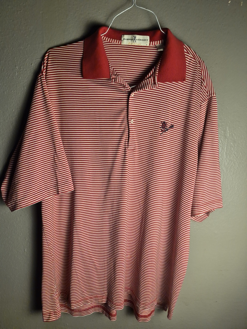 Fairway & Greene Red and White Striped Polo Shirt